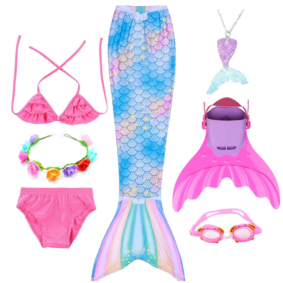 

Mermaid Swimsuit for Girls 2021 Summer Kids Mermaid Bikini and Mermaid Tail Kids Baby Girl Vacation Swimsuit Cosplay Costume