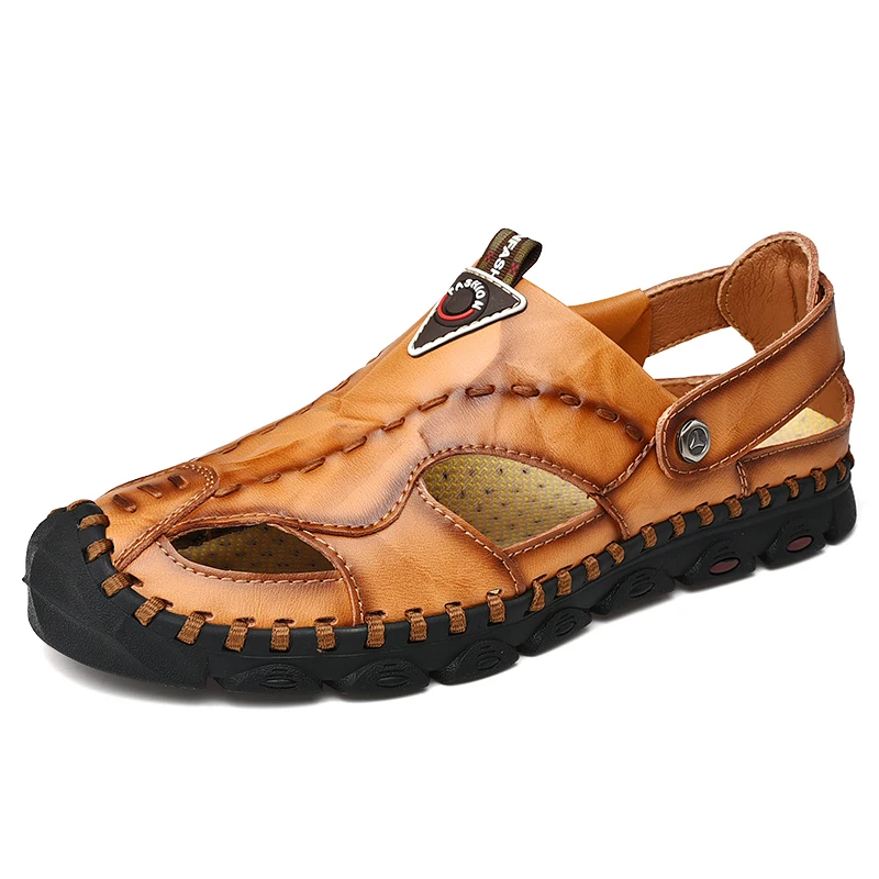 

male comfortable Summer Beach Breathable Men Sandals Rome Genuine Leather Men's Sandal Moccasins Man Causal Shoes