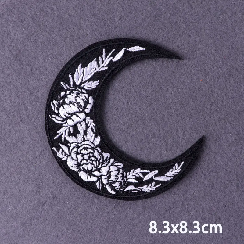 Черные вышитые нашивки в стиле хиппи для одежды с утюгом панк черепом Аппликации