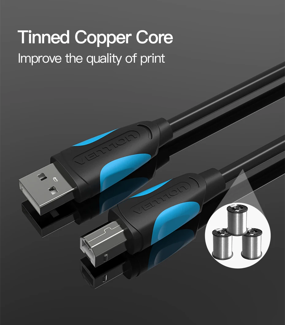 Vention USB 2,0 кабель для печати USB 2,0 type A Male-B Мужской синхронизатор сканер данных usb-кабель для принтера 1,5 m 3m для принтера hp canon epson