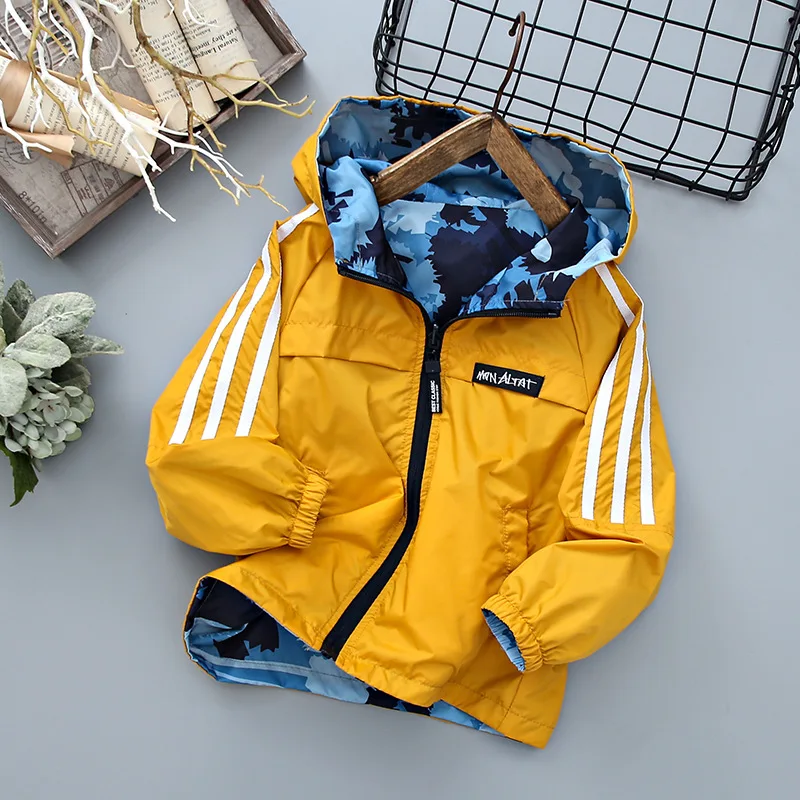 

4-13Y Spring Autumn Children Outwear Wear Both Sides Jacket For Boys Casual Camouflage Windproof Boys Coat Kids Clothes Jacket