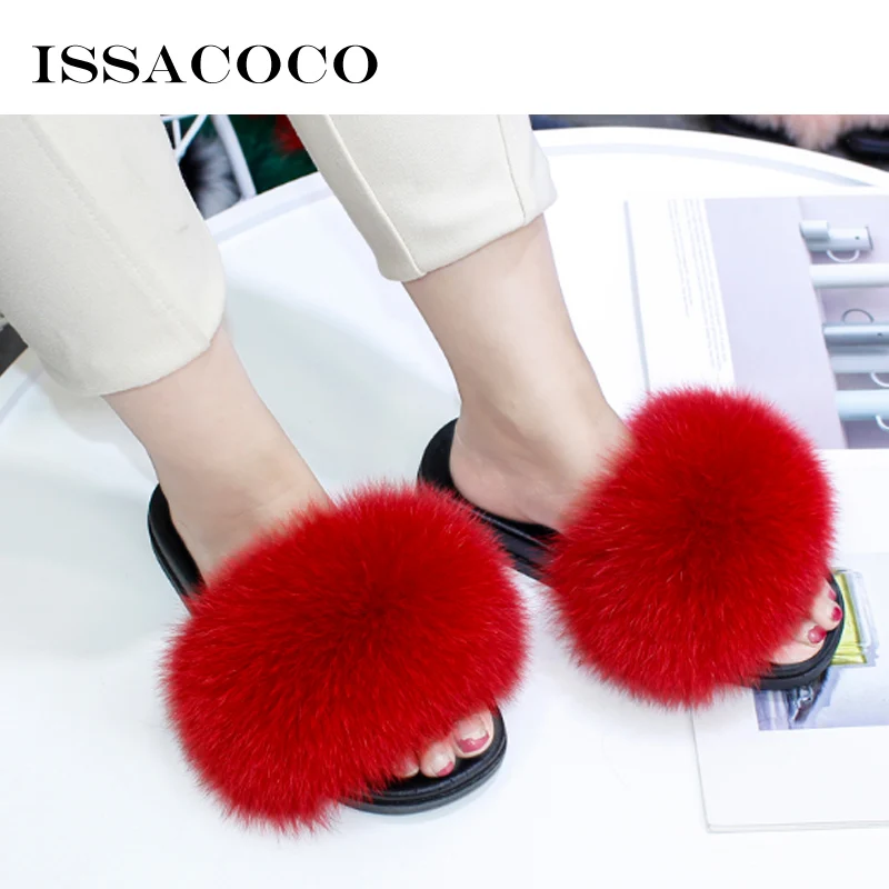 

Women's Slippers Shoes Flip Flops Women Fox Fur Slides Female Slippers Shoes Women Fox Fur Slides Fluffy Furry Fur Slippers