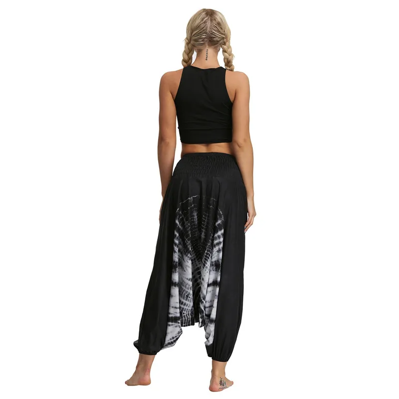 Для женщин летние штаны шаровары с принтом тай дай градиентный принт одежда для