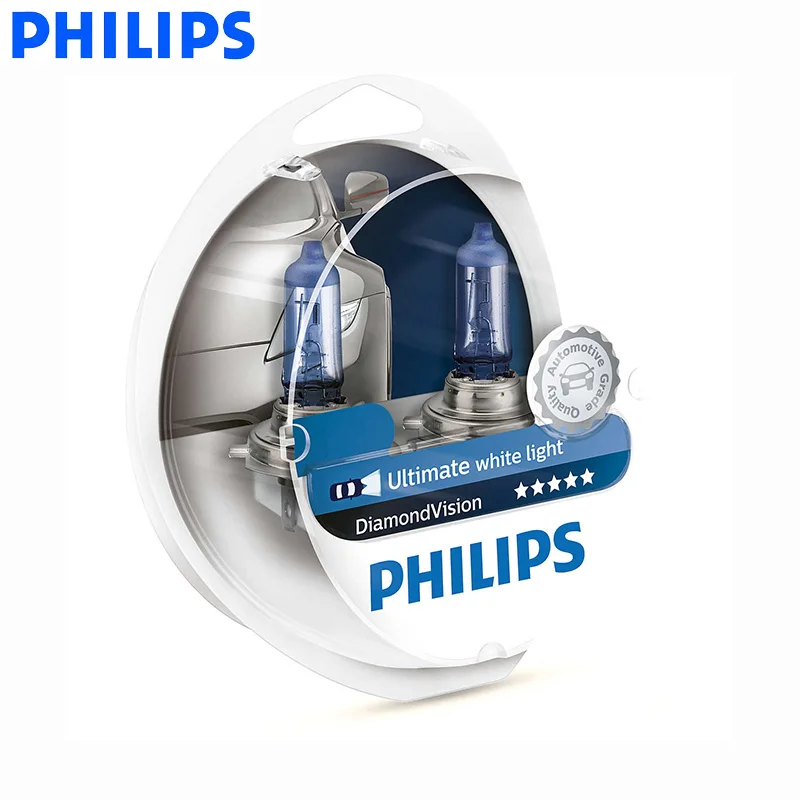 Автомобильная галогенная фара Philips 9006 HB4 12 В 55 Вт DiamondVision 5000K белая оригинальные