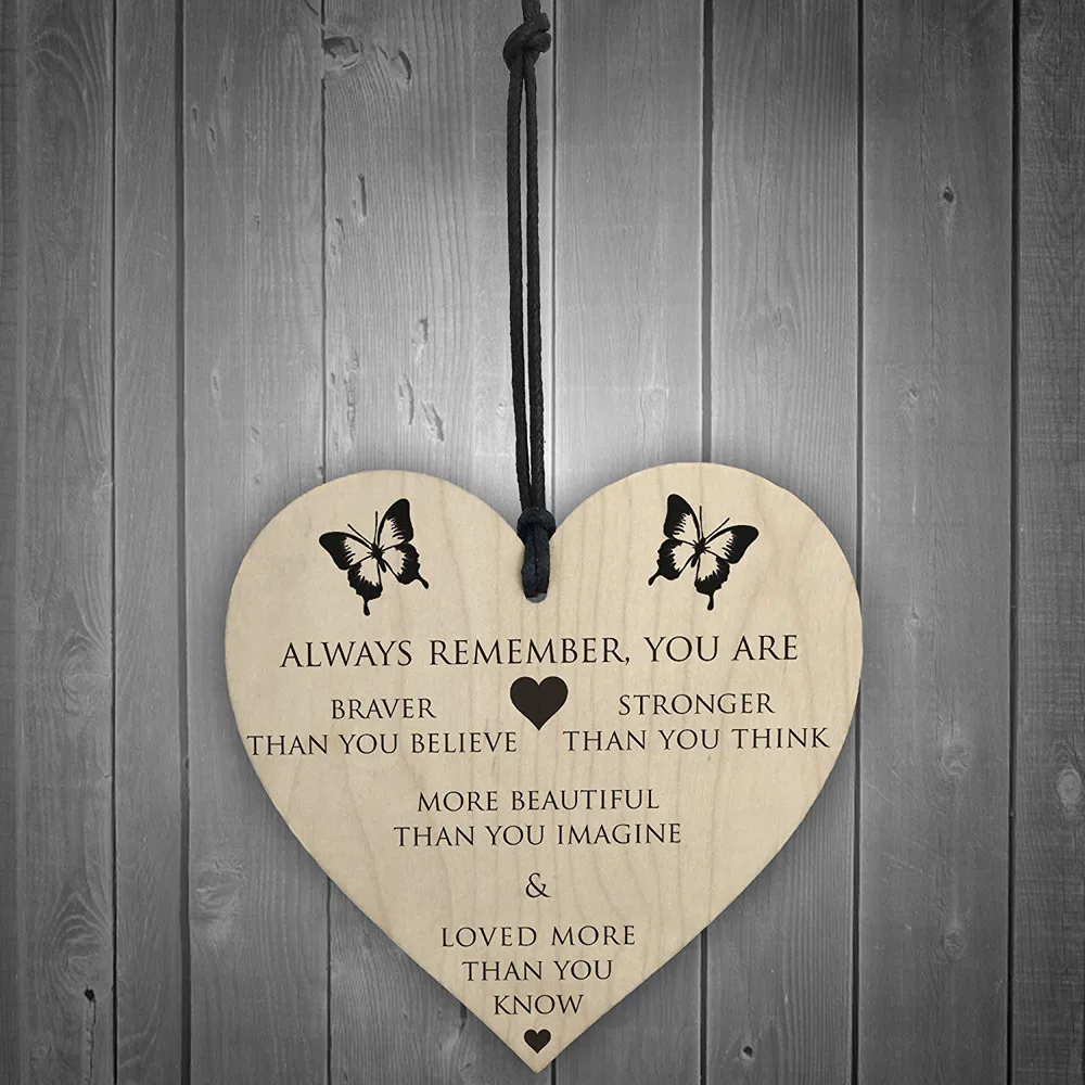 You Are Braver Stronger Smarter & Beautiful Wooden Hanging Heart Friends Decoration for Home Natal Navidad 2021 Decor | Дом и сад
