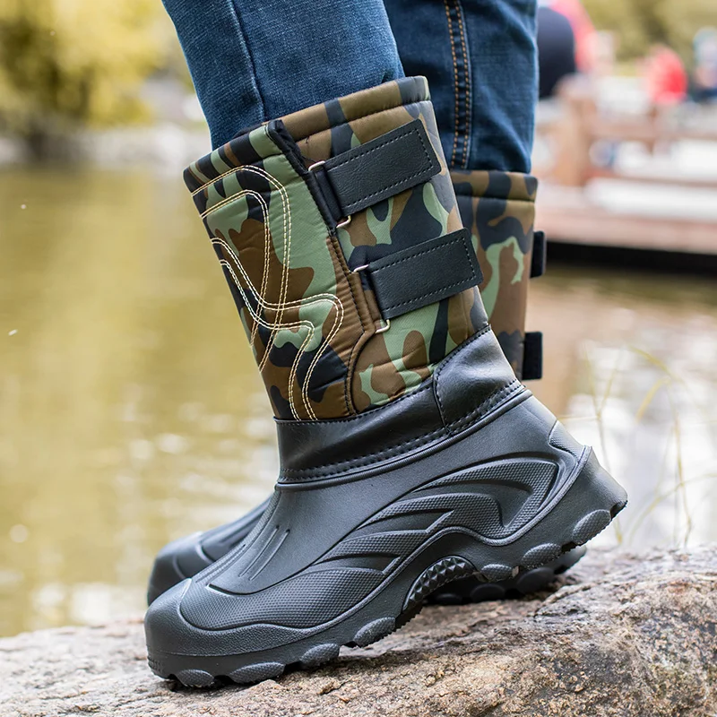 Зимние уличные мужские сапоги для снега высокие водонепроницаемые Нескользящие
