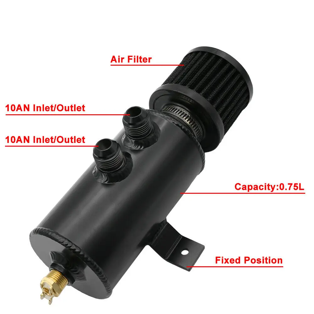10AN автомобильный маслоотделитель бак из полированного алюминия с