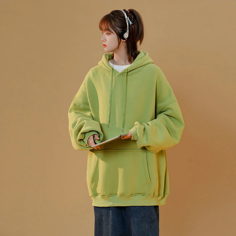 Толстовка Женская хлопковая оверсайз тонкий свободный белый пуловер в Корейском