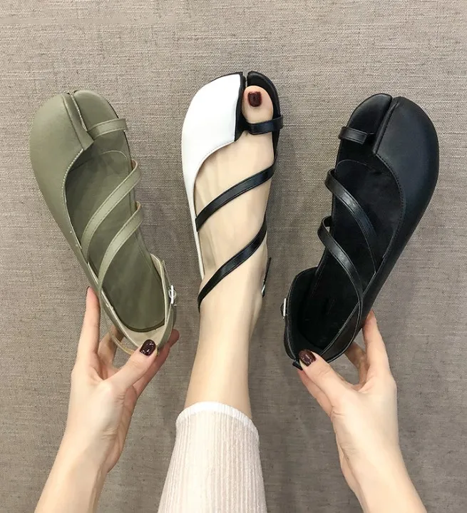 2020 повседневные женские босоножки на плоской подошве без застежки | Обувь