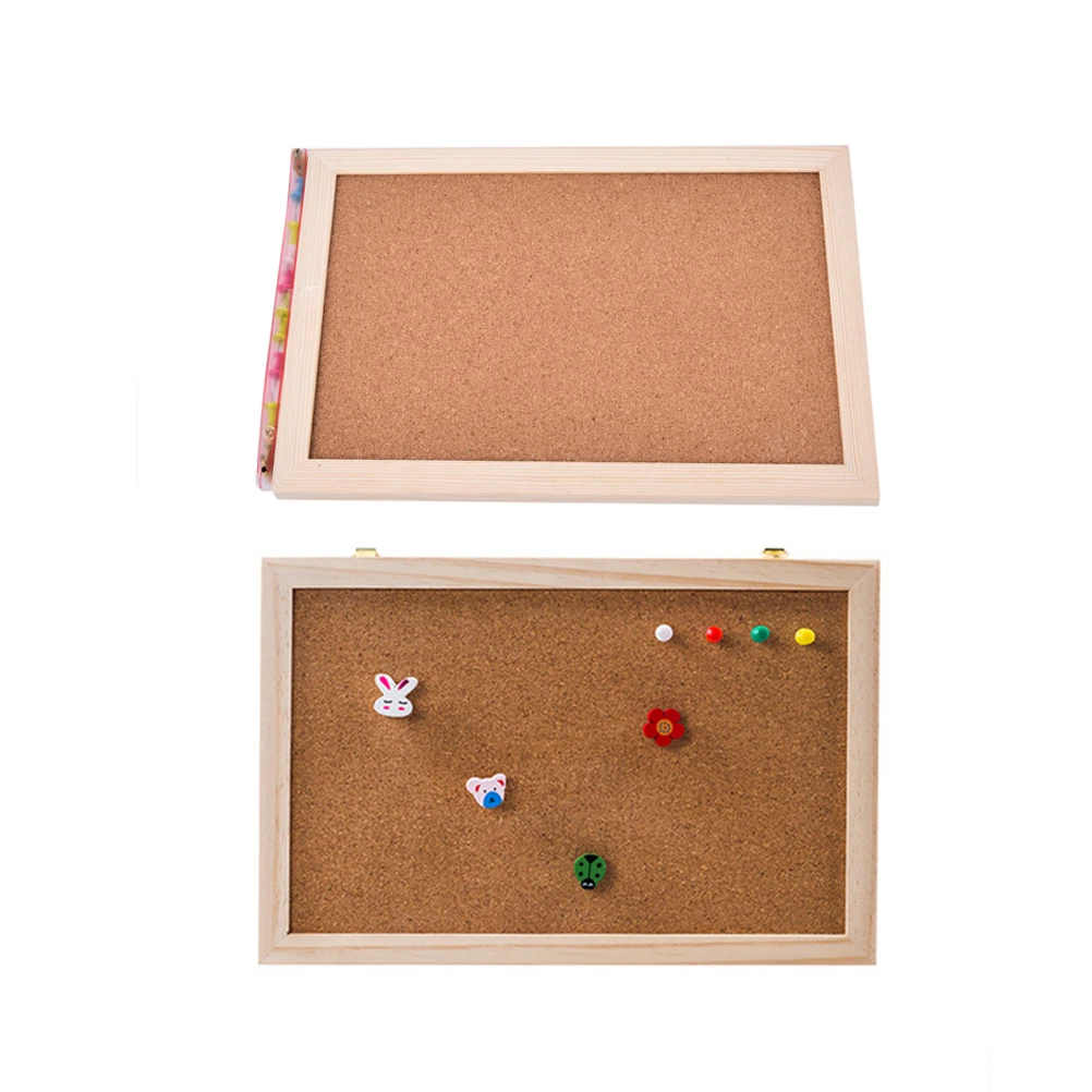 

1 Pcs Office Board Photo Cork Board Wood Framed Message Notice Board 20*30cm Pin Boards Cork For Home With Accessories