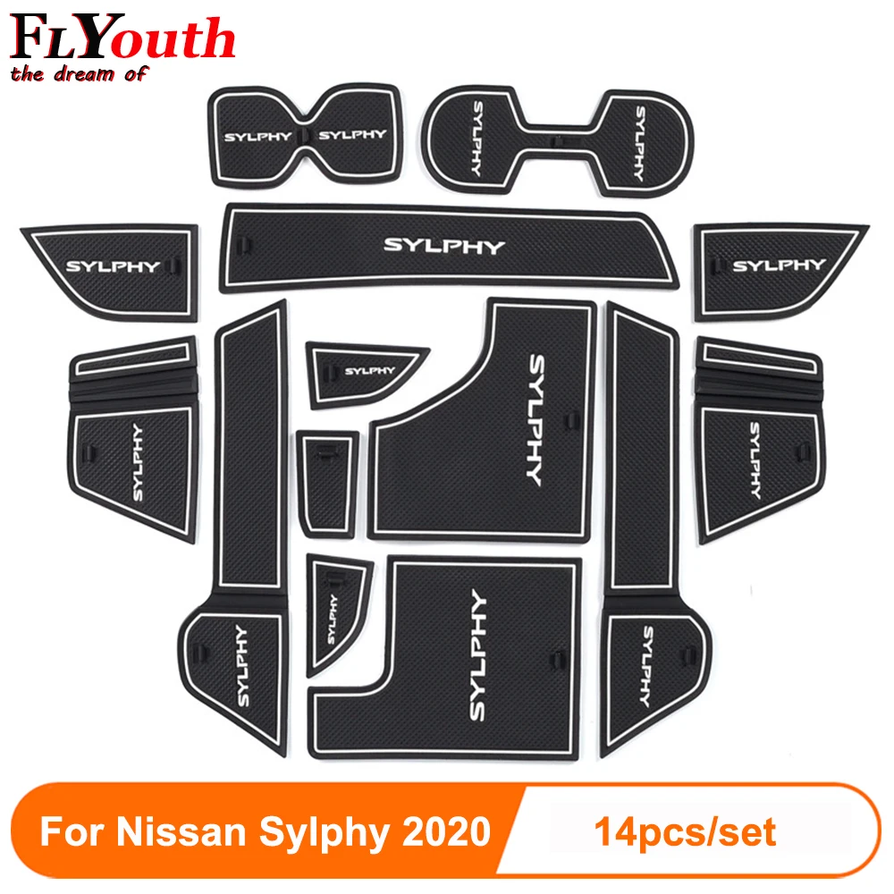 

Нескользящий коврик для ворот и чашек для Nissan Sylphy 2020, внутренний нескользящий коврик, аксессуары, дверной коврик, 14 шт., Стайлинг автомобиля