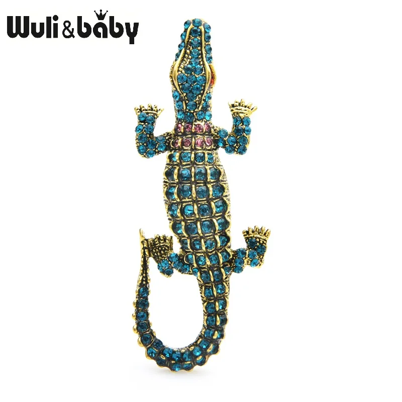 Wuli & baby стразы Броши из крокодиловой кожи Женская металлическая классическая