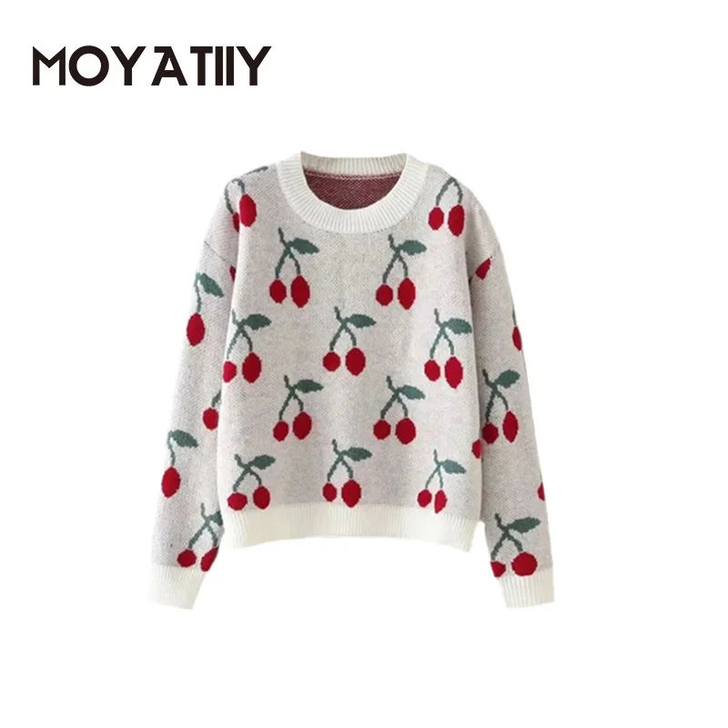 

Пуловер женский, с круглым вырезом, зимний