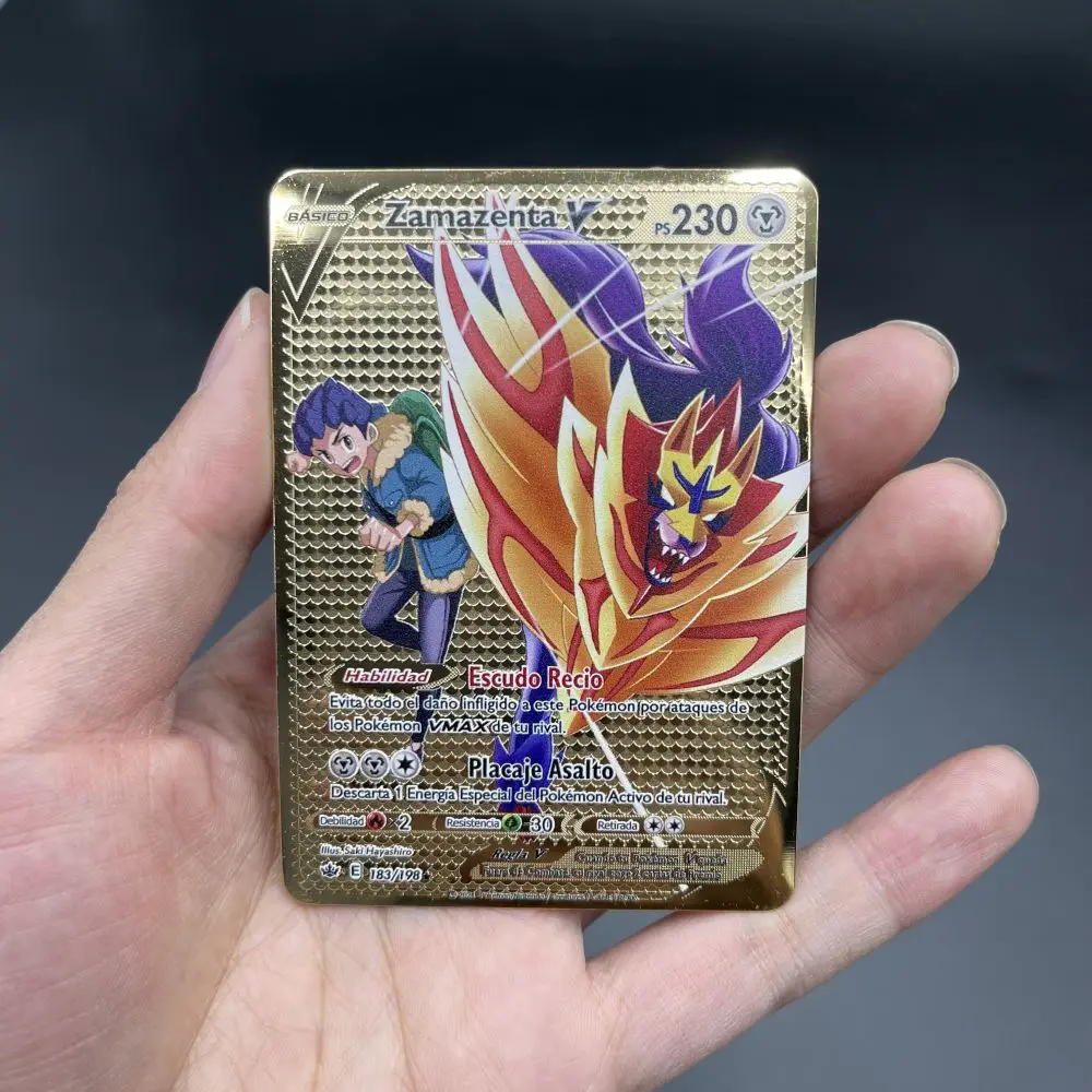 Новинка Испанская версия металлические карты Pokemon Vstar Vmax V GX блестящая игровая