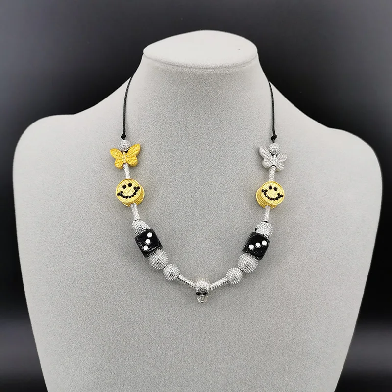2020 Новое модное универсальное ожерелье в стиле хип хоп Рок со смайликом и головой