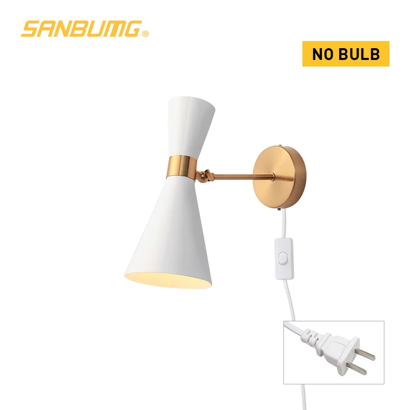 

Nordic Wall Lamp Plug Modern Wall Sconce Adjustable Corridor Wall Bed Lamp With Switch Iron Art Plating E27 Light Head