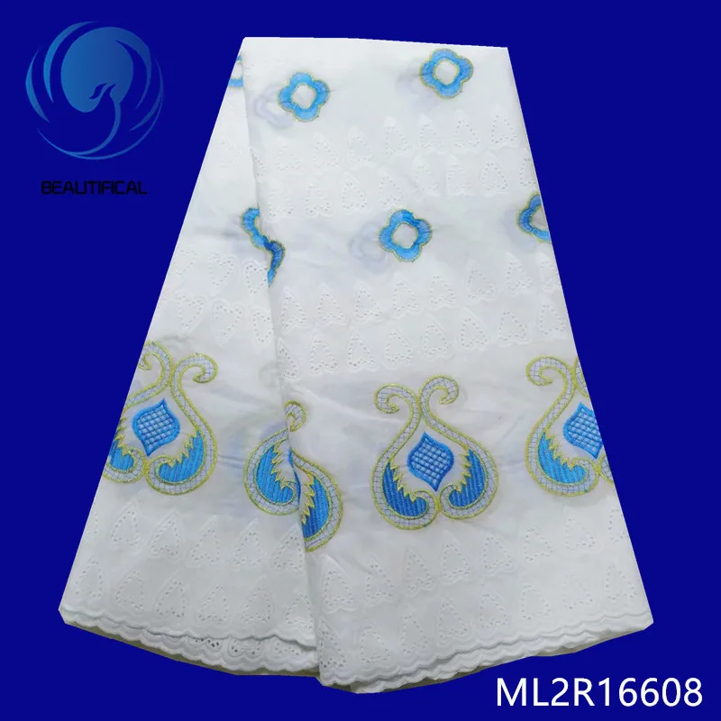 BEAUTIFICAL white cotton lace fabric with purple embroidery swiss nigerian for dress Top sale african ML2R166 | Дом и сад