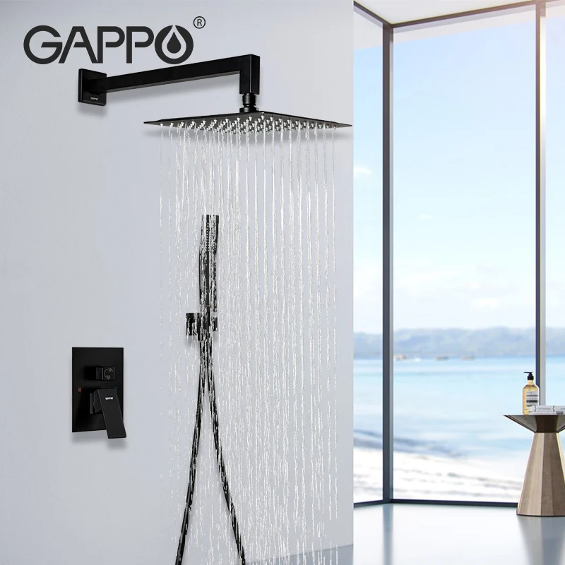 

Набор смесителей для ванной комнаты GAPPO, кран с дождевой насадкой, Большая насадка, ручной душ, латунный черный