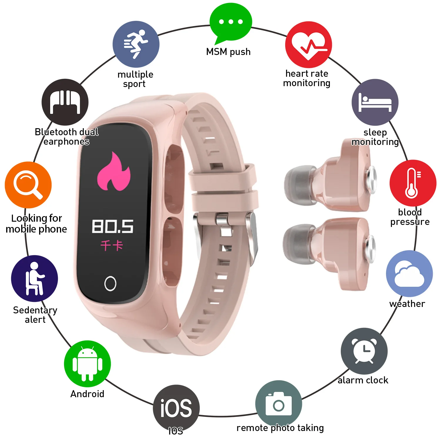Смарт-часы UNIWA N8 2 в 1 Bluetooth 5 0 TWS наушники умные часы браслет смарт-браслет с