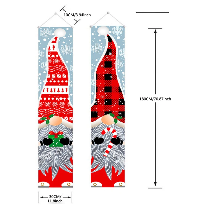 

Christmas Banner Porch Sign Santa Claus Gnomes Welcome Merry Christmas Stand Wall Hanging Decorations Home Garden Holiday Decor