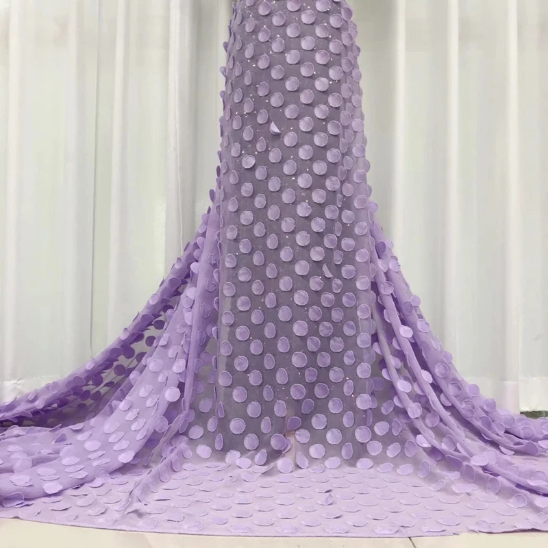 

New Arrival African Lace Fabric Solid Round Decal Elegant Organza Tulle Lace High Quality Polyester Fabrics Casual For Daily