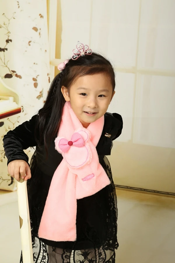 Флисовый Шарф для девочек Детский Теплый шарф с мультяшным рисунком короткий