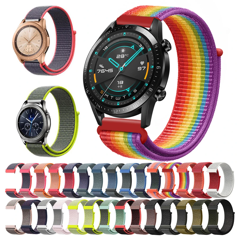 Нейлоновый ремешок 20 мм 22 мм для Xiaomi Amazfit Gtr 47 мм samsung Galaxy Watch 42 мм 46 мм Active gear S3 классический ремешок HUAWEI WATCH 2 Pro
