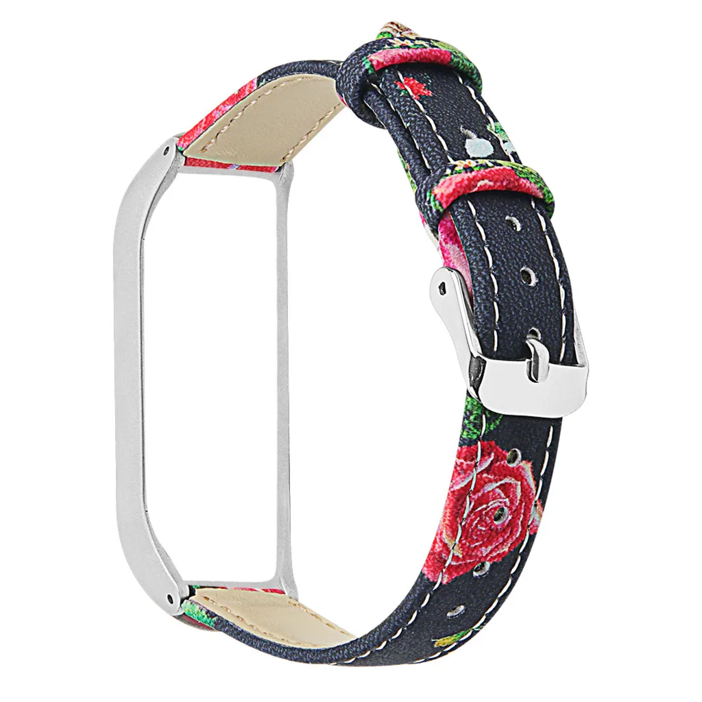 Сменный ремешок для смарт часов кожаный браслет + рамка Xiaomi Mi Band