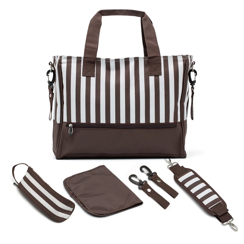 Big Capacity Maternity Bag Bottle Pocket Nappy Changing Pad Multifunction Striped Circle Diaper Bag Stroller Mom Shoulder Bag