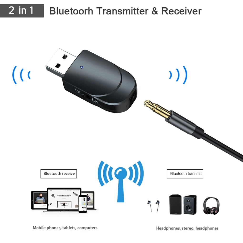 5 0 audio receiver transmitter mini 3 5mm 3 in 1 jack aux usb stereo music wireless adapter for tv car pc headphones free global shipping