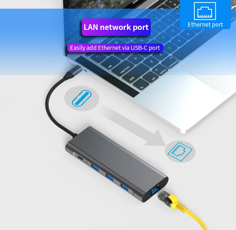 9 в 1 Тип-C концентратор USB3.0 4K HD PD с высоким уровнем Скорость зарядка для мобильных устройств MacBook huawei XiaoMi lenovo док-станция с HDMI SD TF LAN PD