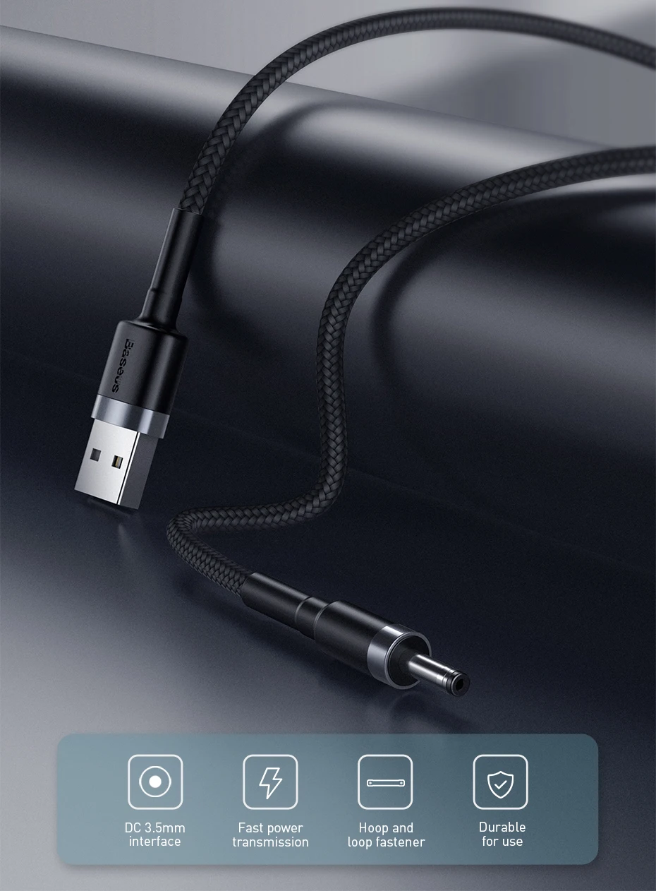 Baseus USB для постоянного тока 3,5 мм кабель питания USB A для 3,5 Jack 5 в кабель питания для динамиков увлажнитель воздуха USB вентиляторы Кабель зарядного устройства