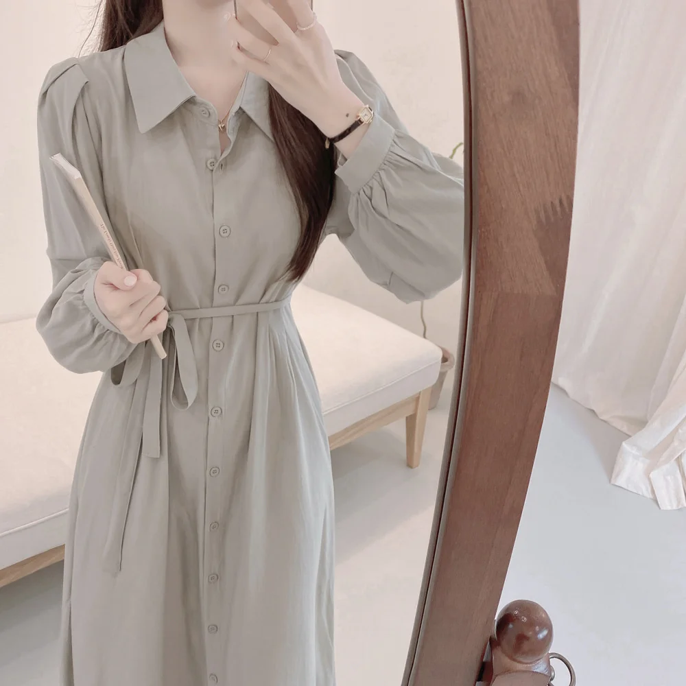 Женские длинные платья в японском и корейском стиле элегантное однотонное Макси