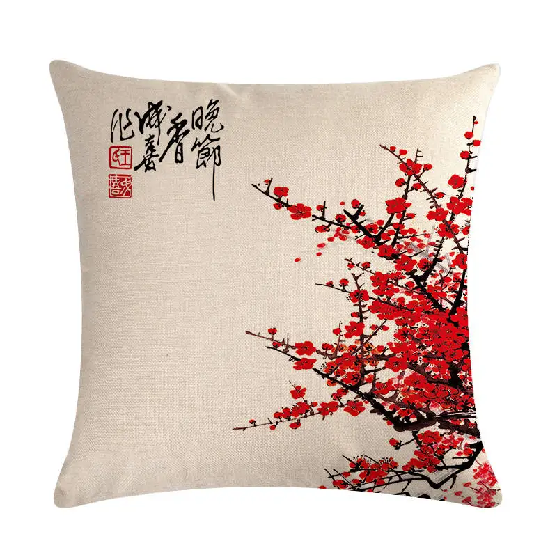 

45cm*45cm Pink Peach Blossoms Pillow Cover and Sofa Decorative Cushion Cover Sofa Home Printed Throw Pillowcase T335
