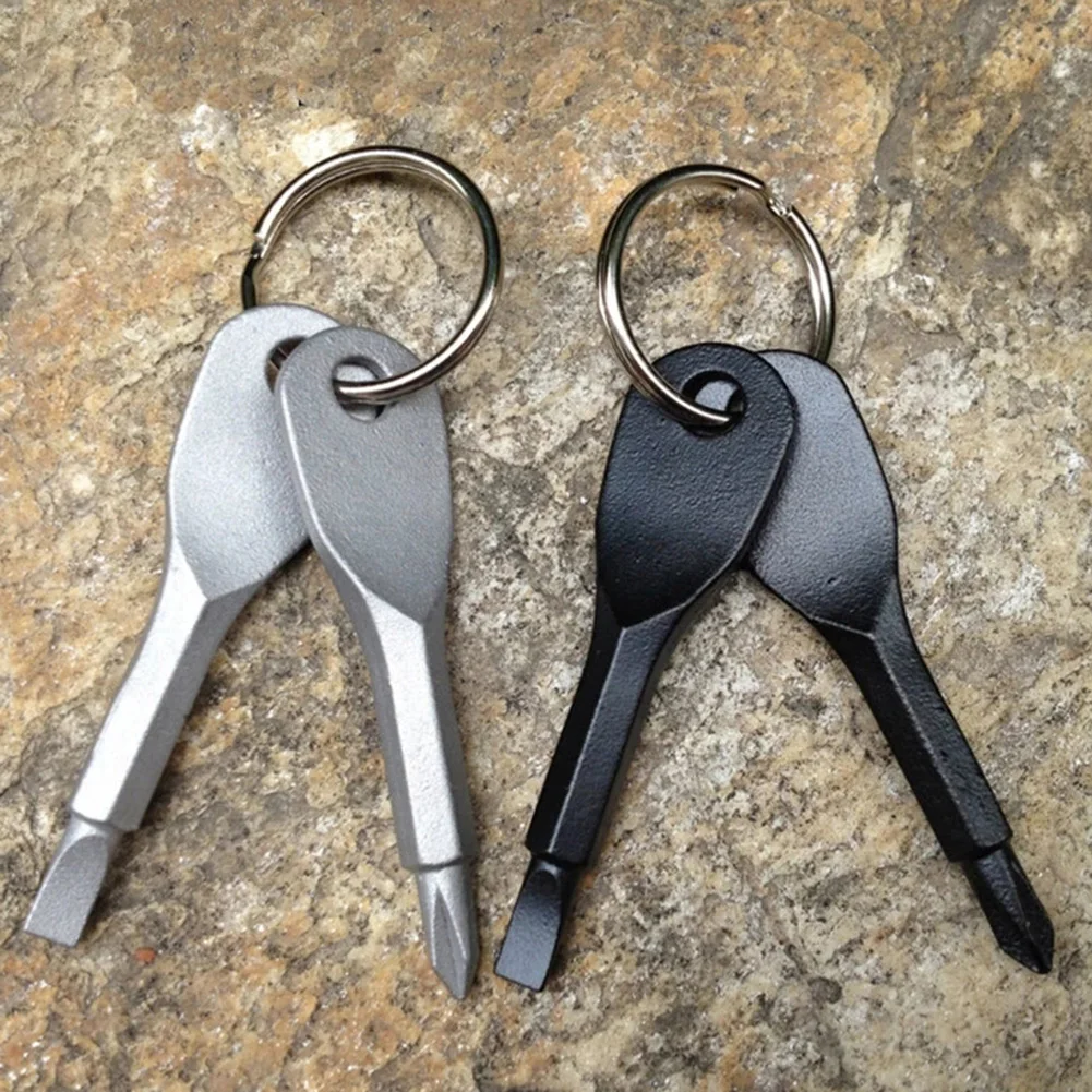 

4pcs Screwdriver Tool Keyring Flathead Head Screw Repair tool Cast Steel