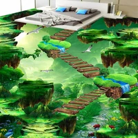 custom 3d mural green mountain forest landscape walkway path pvc self adhesive floor sticker living room corridor hall wallpaper
