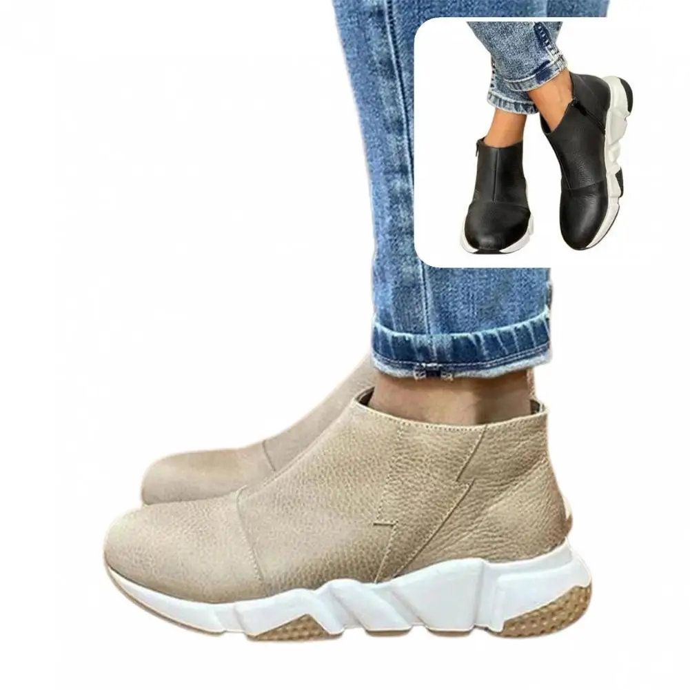 

Short Boots Low Heel Useful Simple Style Classic Vintage Women Ankle Boots