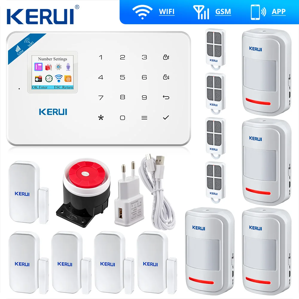 Kerui W18 беспроводная Wifi GSM сигнализация s Безопасность IOS приложение GSM SMS Охранная сигнализация датчик движения русский склад
