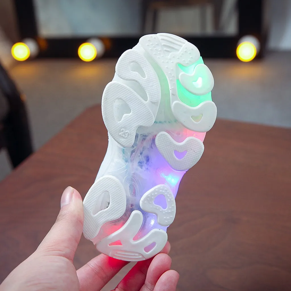 

New Baby Sneakers Children Girls Boys Feather Mesh Led Luminous Socks Sport Run Sneakers Light Up Shoes Sapato Infantil Menina
