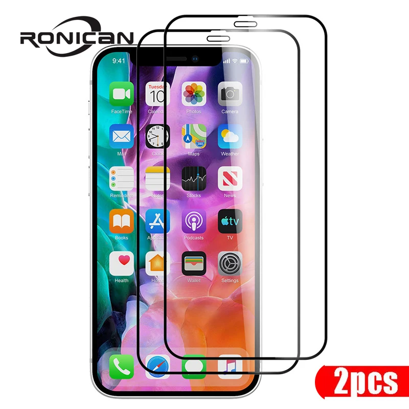 

2Pcs Full coverage Tempered glass For iphone 12 11 Pro X XS Max XR SE 2020 Screen protector for iPhone 5 5S 6 6s 7 8 Plus Case