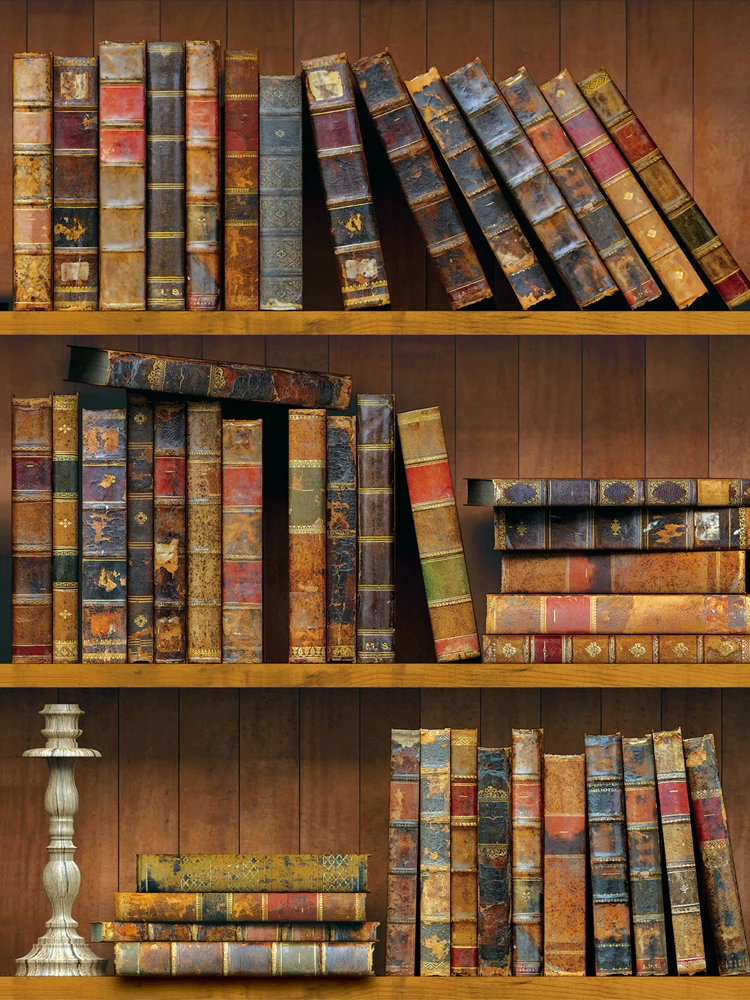 

3D Vintage Bookshelf Peel And Stick Wallpaper Wood Grain Texture Removable Self Adhesive Wallpaper for Cabinet Furniture Kitchen
