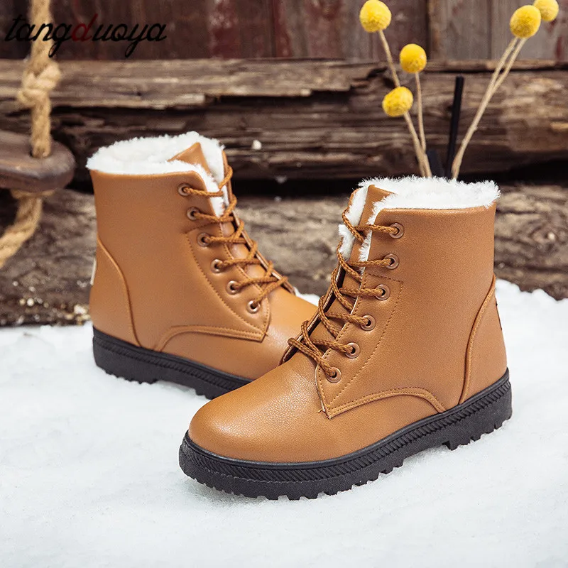 Водонепроницаемые зимние ботинки женские Ботинки martin на платформе femme hiver