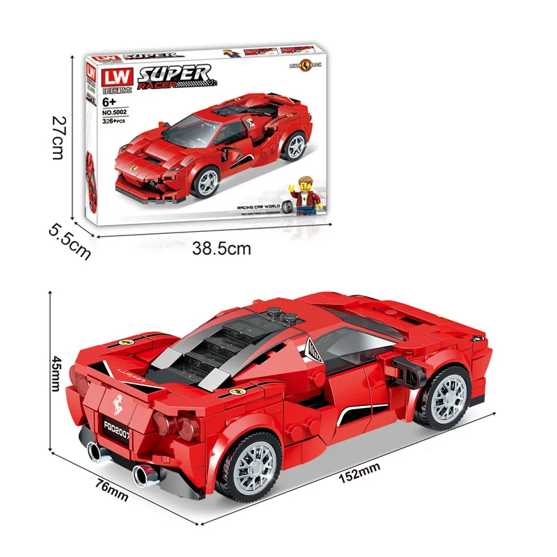 

Kids Toys Technic Building Blocks Red Ferraris Super Car Bricks Educational Toys For Boys DIY Model Kit Mini Figures Gifts
