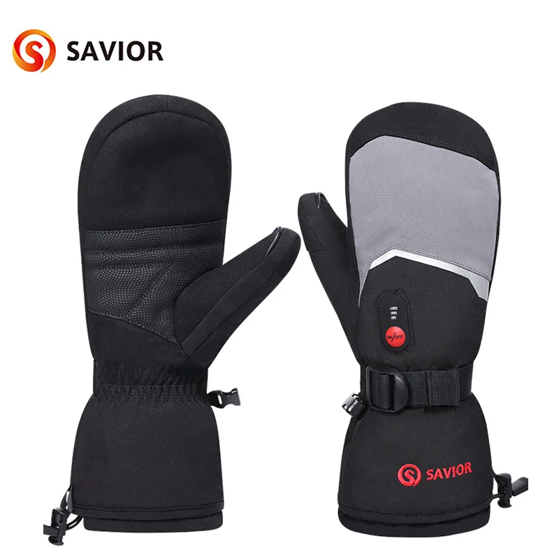 Savior Heat Full Finger Ski Heated Gloves Touch Screen Waterproof Windproof Battery Heating Mitten Gloves Men Womens Warm Winter