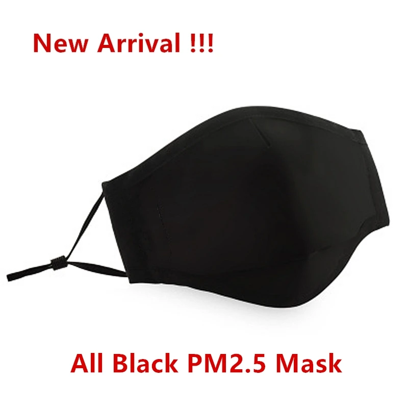 Хлопковая черная маска для рта противопылевая с фильтром из активированного