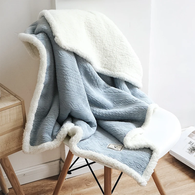 

Solid Thicken Flannel Fleece Sherpa Blanket Cape Warm Wearable Fur Manta Sofa Throw Blanket for Home TV Travel Office Nap Cloak