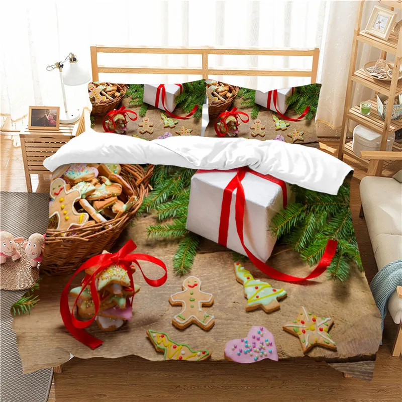 

Рождественский Комплект постельного белья, пододеяльник с 3D HD принтом, размер King/Queen, для детской комнаты, постельное белье, украшения для кр...
