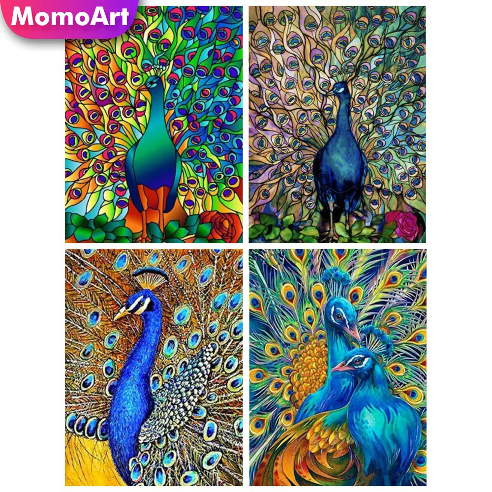 

MomoArt Алмазная вышивка животные вышивка крестиком 5D DIY Алмазная мозаика Полный квадратный раунд павлин декор для дома бисером вышивка
