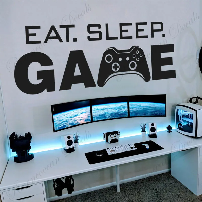 Игровой контроллер Eat Sleep Game Наклейка на стену с цитатами декор для детей