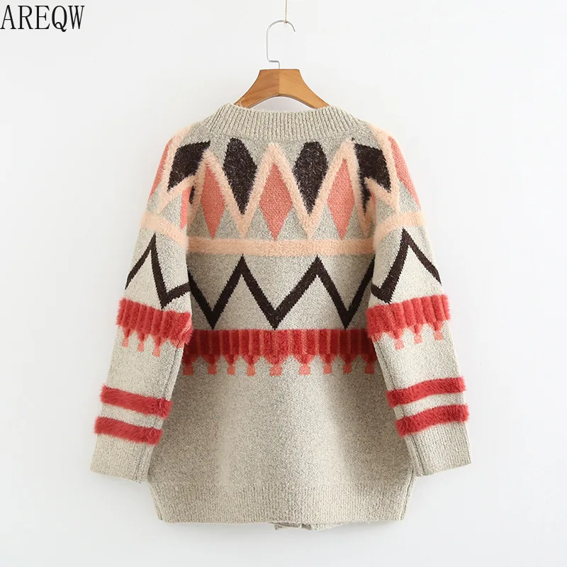 2019 Autumn Winter Women Loose Sweater Female All-match Thicken Cardigan Outwear Jackets Tops |